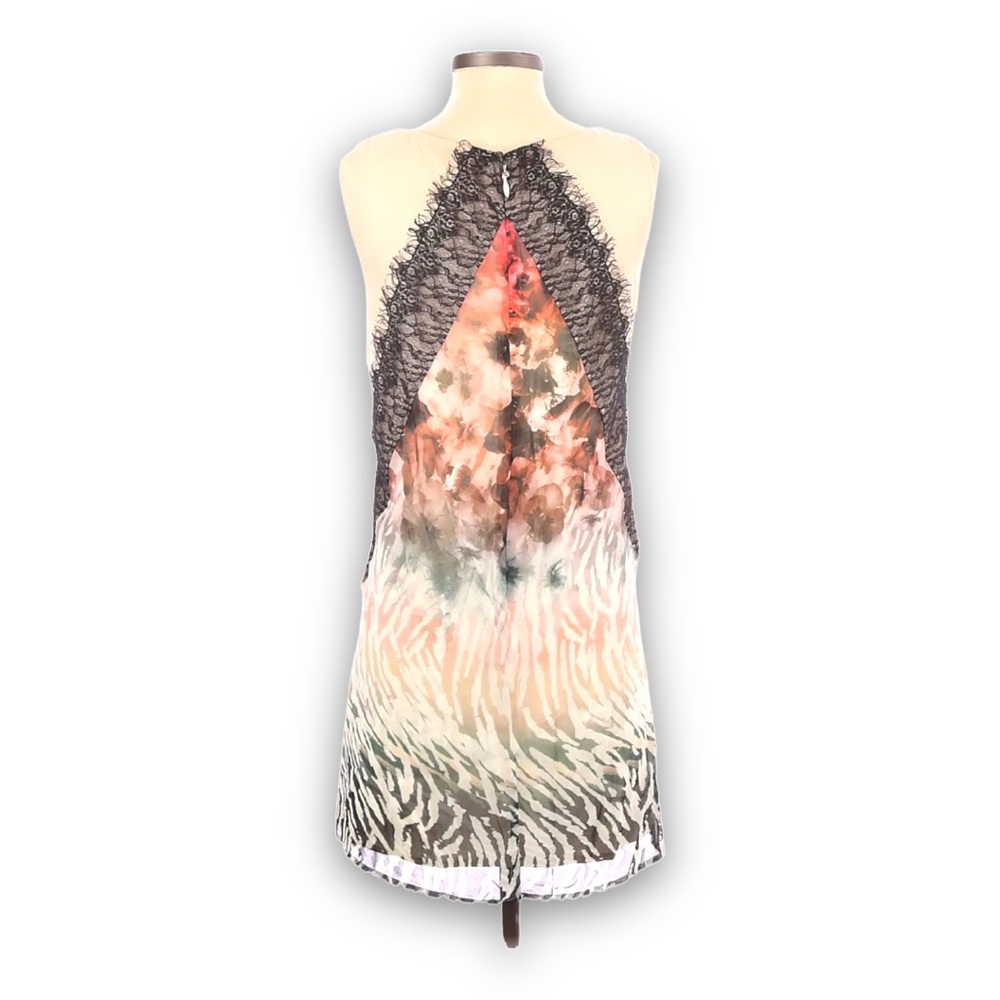 Bebe Neutral Illusion Print Eyelash Lace Sheath Dress Size 4 GORGEOUS! - Picture 5 of 10